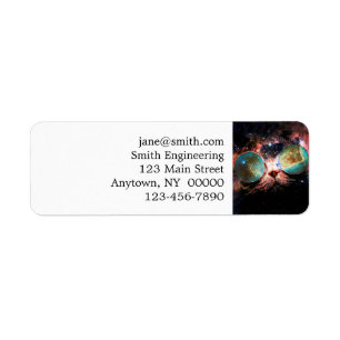 Minimalistische Katze mit Sonnenbrille im Weltraum