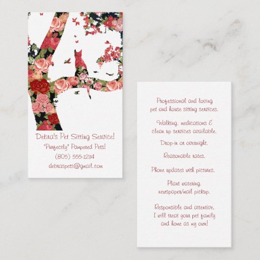 Minimalistische Katze und Baumkarte Visitenkarte (Vorne/Hinten)