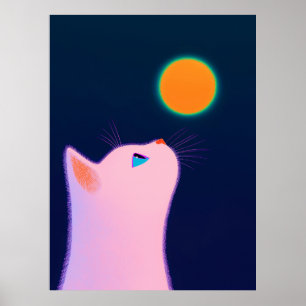Minimalistische Katze und Sonne Poster