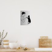 Minimalistische Katzen-Faust-Linienkunst  Poster (Küche)