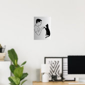 Minimalistische Katzen-Faust-Linienkunst  Poster (Heimbüro)