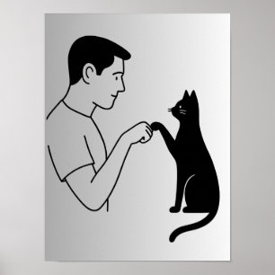 Minimalistische Katzen-Faust-Linienkunst  Poster