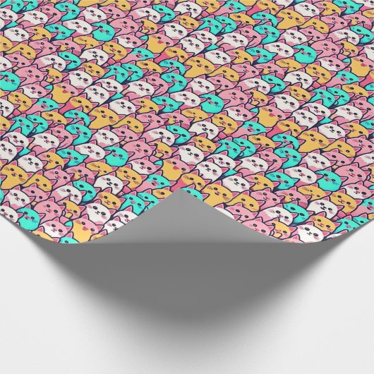 Minimalistische Katzen in mehrfarbigen Pastellfarb Geschenkpapier (Ecke)