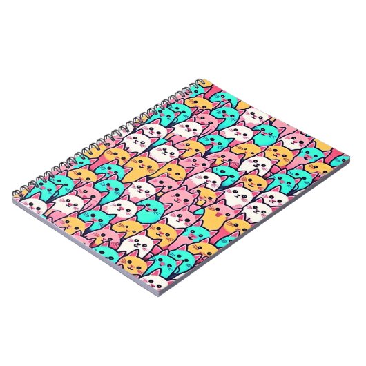 Minimalistische Katzen in mehrfarbigen Pastellfarb Notizblock (Linke Seite)