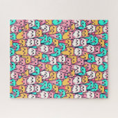 Minimalistische Katzen in mehrfarbigen Pastellfarb Puzzle (Horizontal)