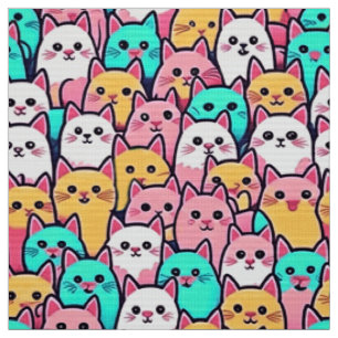 Minimalistische Katzen in mehrfarbigen Pastellfarb Stoff