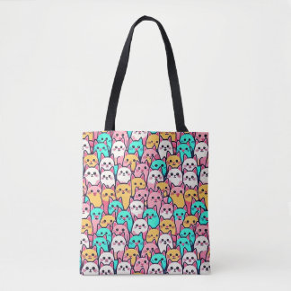 Minimalistische Katzen in mehrfarbigen Pastellfarb Tasche
