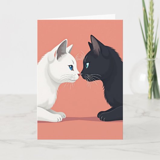 Minimalistische Katzen Lieben Karte (Vorderseite)