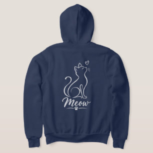 Minimalistische Katzen-Linienkunst • Meow-Heart-Ho Hoodie