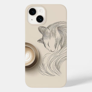 Minimalistische Katzen-Schlafzimmer-Linienkunst &  Case-Mate iPhone 14 Hülle