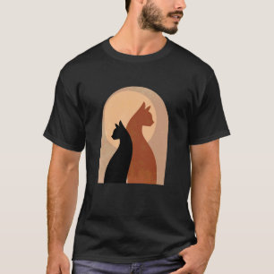 Minimalistische Katzen-Silhouetten-Kunst im Vintag T-Shirt