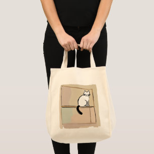 Minimalistische Katzen-Skizzen-Kunst auf wiederver Tragetasche
