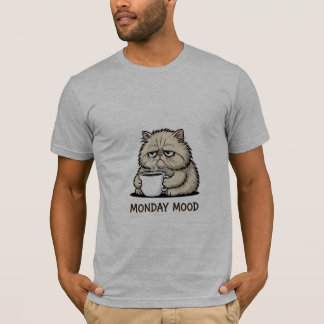 Minimalistische Katzenillustration mit Kaffee-Lieb T-Shirt