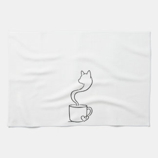Minimalistische Katzenkaffee-Einzeiliger-Kunst-Küc Geschirrtuch