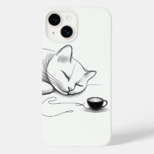 Minimalistische Katzenlinie Kunst im Schlaf & Herz Case-Mate iPhone 14 Hülle