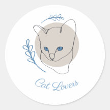 Minimalistische Katzenlinie mit blauen Augen