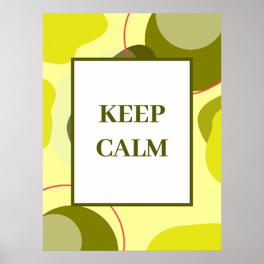 Minimalistische "Keep Calm" Salbeigrüne Abstrakte Poster (Vorne)
