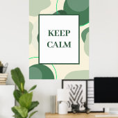Minimalistische "Keep Calm" Salbeigrüne Abstrakte Poster (Heimbüro)