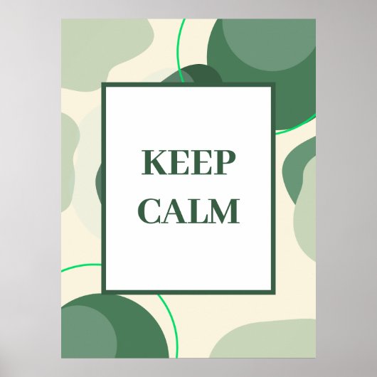 Minimalistische "Keep Calm" Salbeigrüne Abstrakte Poster (Vorne)
