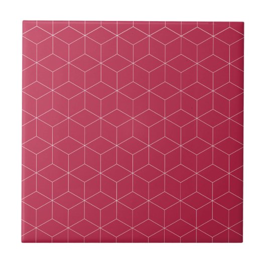 Minimalistische Keramik Isometric Magenta Muster T Fliese (Vorderseite)