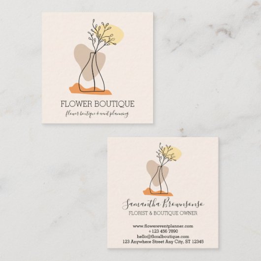 Minimalistische Keramik von Elfenbein Form Florist Quadratische Visitenkarte (Vorne/Hinten)