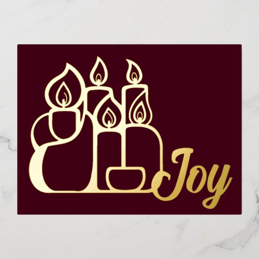 Minimalistische Kerzen Folien Feiertagspostkarte (Vorderseite)