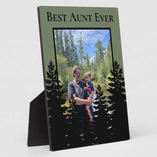 Minimalistische Kiefernbaum-Silhouette personalisi Fotoplatte (Seite)