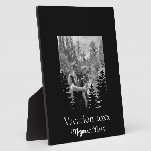 Minimalistische Kiefernbaum-Silhouette personalisi Fotoplatte (Seite)