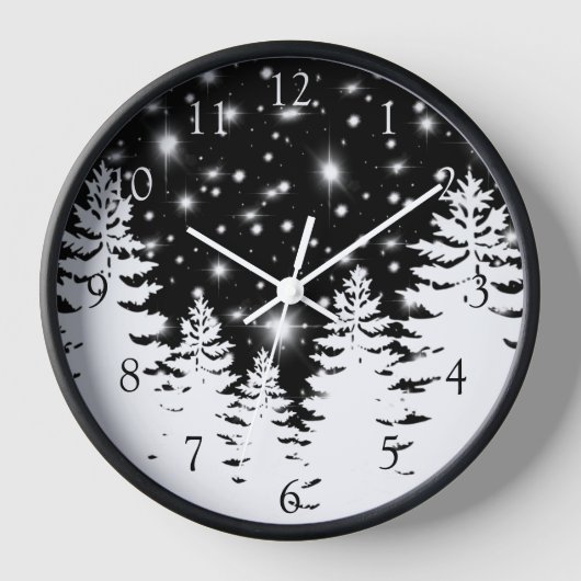 Minimalistische Kiefernbaum-Silhouette personalisi Uhr (Vorderseite)