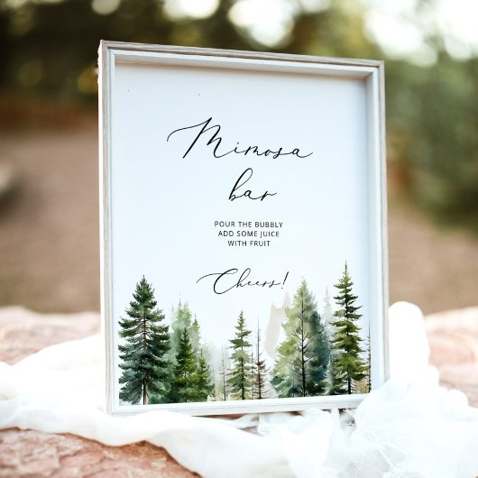 Minimalistische Kiefernbäume Mimosa Bar Poster