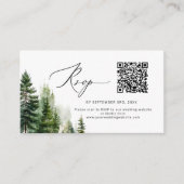 Minimalistische Kiefernbäume QR-Code Hochzeit RSVP Begleitkarte (Vorderseite)