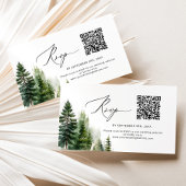 Minimalistische Kiefernbäume QR-Code Hochzeit RSVP Begleitkarte
