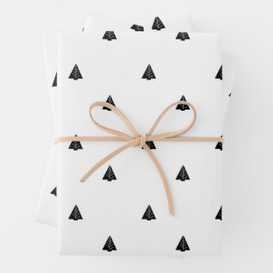 Minimalistische Kiefernbäume Weihnachtspapier Geschenkpapier Set