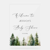 Minimalistische Kiefernwaldbrause Babydusche Willk Acrylschild (Vorderseite)