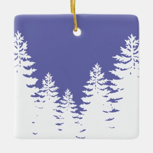Minimalistische Kiefernwälder Silhouette Keramikornament (Vorderseite)