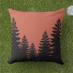 Minimalistische Kiefernwälder Silhouette Terra Cot Kissen