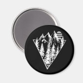 Minimalistische Kiefernwaldszene Magnet (Vorderseite/Rückseite)