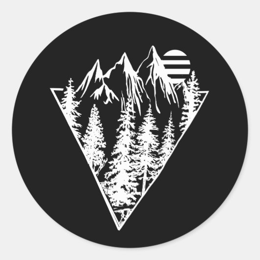 Minimalistische Kiefernwaldszene Runder Aufkleber (Vorderseite)