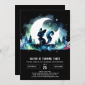 Minimalistische Kinder Katze Geburtstag Einladung (Vorne/Hinten)