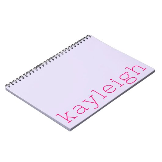 Minimalistische Kinder Name Lilac Hot Pink Notizblock (Linke Seite)