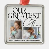 Minimalistische Kinderankündigung 5 Foto Weihnacht Ornament Aus Metall (Vorne)