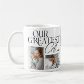 Minimalistische Kinderankündigung 6 Foto Weihnacht Kaffeetasse (Links)