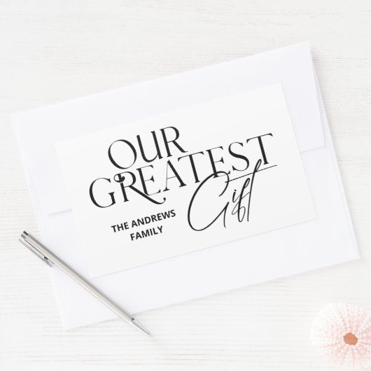 Minimalistische Kinderankündigung Weihnachten Rechteckiger Aufkleber (Umschlag)