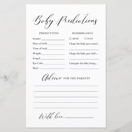 Minimalistische Kindervoraussagen und Ratschläge (Vorderseite)