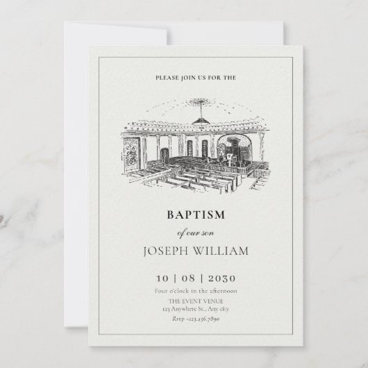 Minimalistische Kirchentaufe Einladung (Vorderseite)