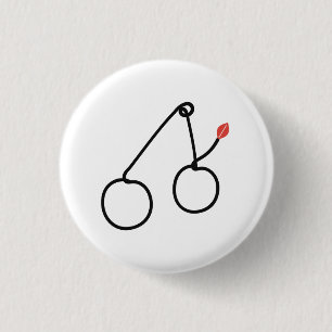 Minimalistische Kirschen, One-Line-Kunst mit rotem Button