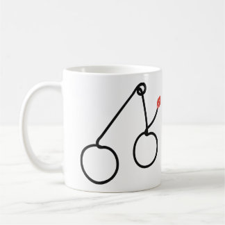 Minimalistische Kirschen, One-Line-Kunst mit rotem Kaffeetasse