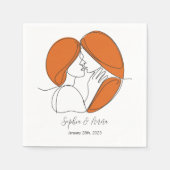 Minimalistische Kiss Line Personalisiert Serviette (Vorderseite)