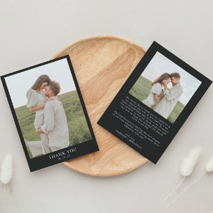 Minimalistische Klassik Simple Black 2 Foto Hochze Dankeskarte