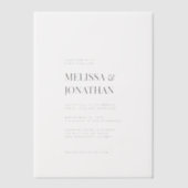 Minimalistische klassische feierliche Hochzeit Pergament Einladungen (Vorderseite)